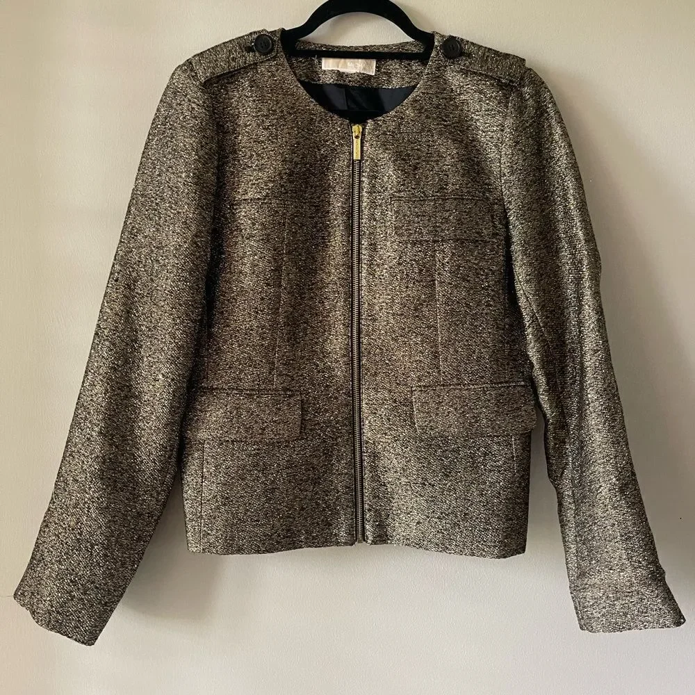 Michael Michael Kors Tweed Pattern Silk Blend Evening Jacket Size 8